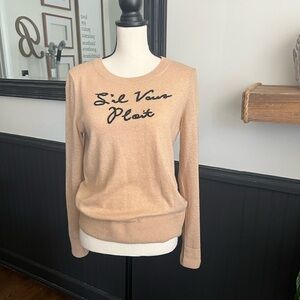 Banana Republic Light Tan Knit Top with Embroidery